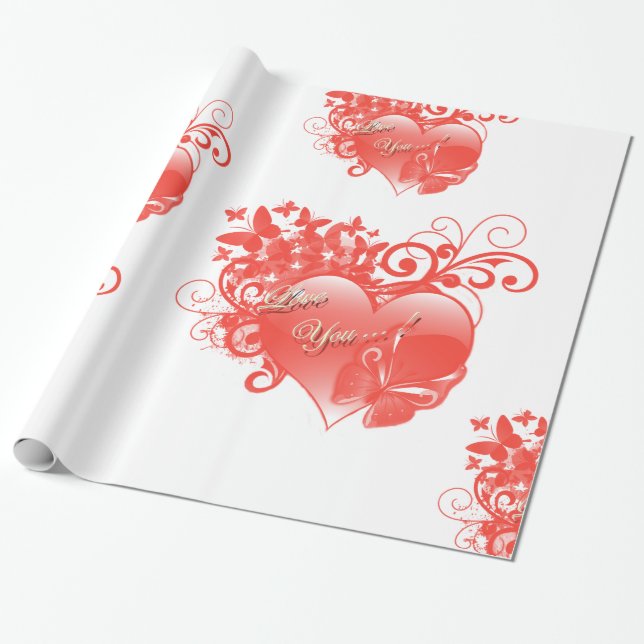 PAPIER CADEAU JE T'AIME DANS LE COEUR ROUGE (Déroulé)