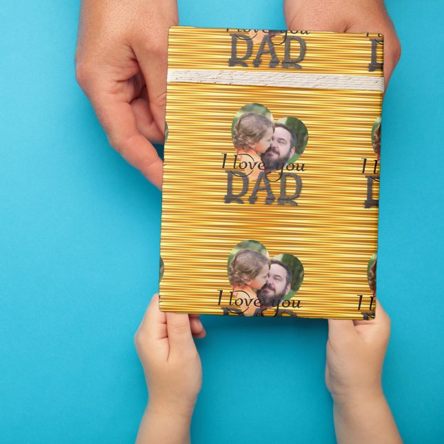 Papier Cadeau Je t'aime papa photo jaune vif (Créateur téléchargé)