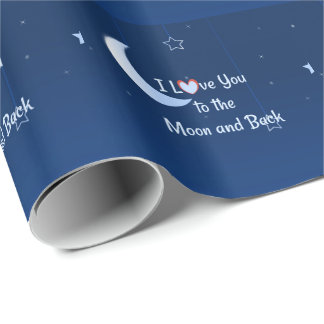 Papier Cadeau Je t'aime sur la Lune et de retour