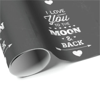 Papier Cadeau Je T'Aime Sur La Lune Et De Retour