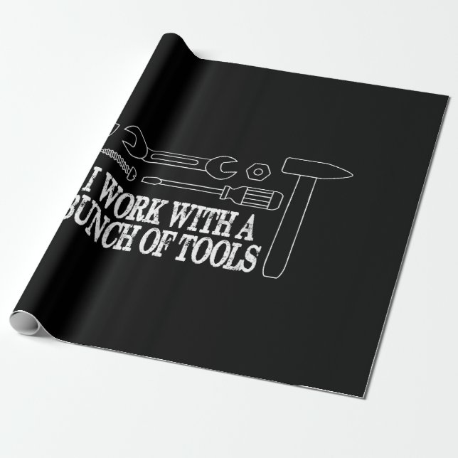 Papier Cadeau Je travaille avec un tas d'outils - Funny Construc (Déroulé)