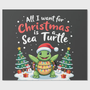 Papier Cadeau Je veux pour Noël est un arbre de Noël de Tortue m