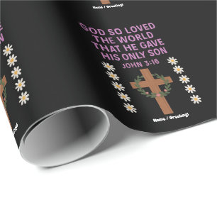 Papier Cadeau Jean 3:16 Dieu A Donné Son Fils Unique Croix Chrét