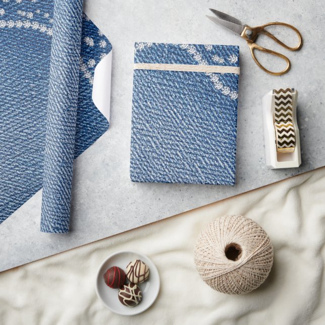 Papier Cadeau Jean en Denim Bleu Diamant  (Artisanat)