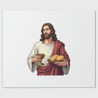 Papier Cadeau Jesus Bread Wine Vintage Engraving Tee 2