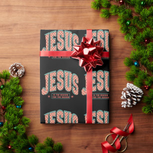 Papier Cadeau Jésus est la raison de Noël chrétien rétro