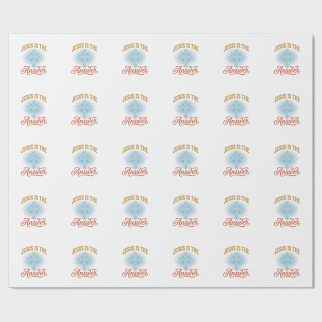 Papier Cadeau Jésus est la réponse Croix chrétienne Vector Desig (Plat)