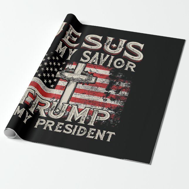 Papier Cadeau Jésus Est Mon Sauveur Trump Est Mon Président Amér (Déroulé)
