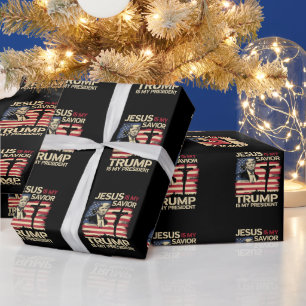 Papier Cadeau Jésus est mon sauveur Trump est mon président Drap