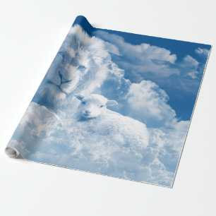 PAPIER CADEAU JÉSUS L'AGNEAU ET JÉSUS LE LION