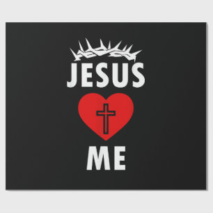 Papier Cadeau Jésus m'aime chrétien religieux