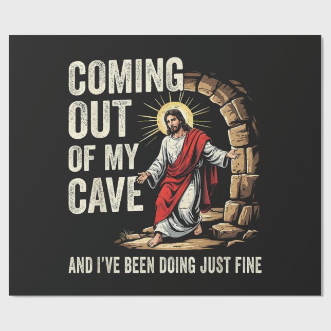Papier Cadeau Jésus sortant de ma grotte (Plat)