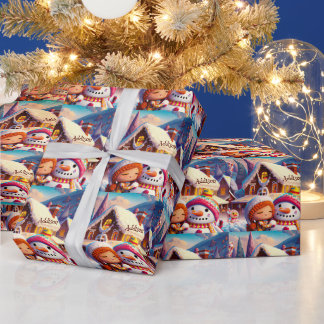 Papier Cadeau Jeu d'argile de Noël Pain d'épices Snowman hiver