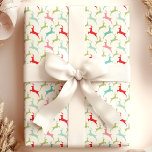 Papier Cadeau Jeu de cerfs multicolores<br><div class="desc">Apportez une touche ludique et festive à vos cadeaux de vacances avec ce papier d'emballage de Noël aux cerfs sautillants multicolores. Doté d'un motif animé de rennes en rouge, vert, rose et bleu, ce papier d'emballage est parfait pour ajouter une ambiance joyeuse à vos cadeaux de Noël. Idéal pour les...</div>