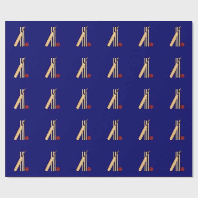 Papier Cadeau Jeu de cricket, batte et balle, (Plat)