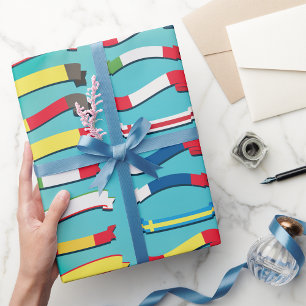 Papier Cadeau Jeu de drapeaux Enveloppement du papier