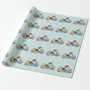 Papier Cadeau Jeu de fleurs de délice d'été de chatons