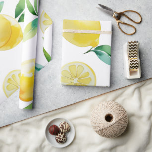 Papier Cadeau Jeu de mariée bleu citron moderne