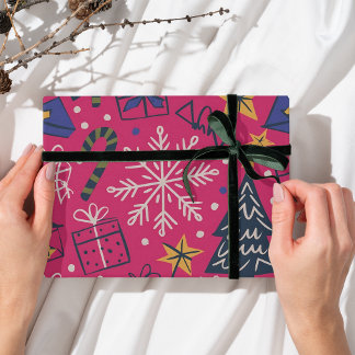 Papier Cadeau Jeu de Noël rose