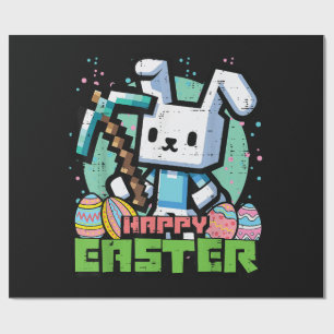 Papier Cadeau Jeu de pixels de lapin de Pâques heureux 
