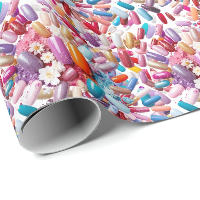 Papier Cadeau Jeu d'ongles colorés (Coin rond)