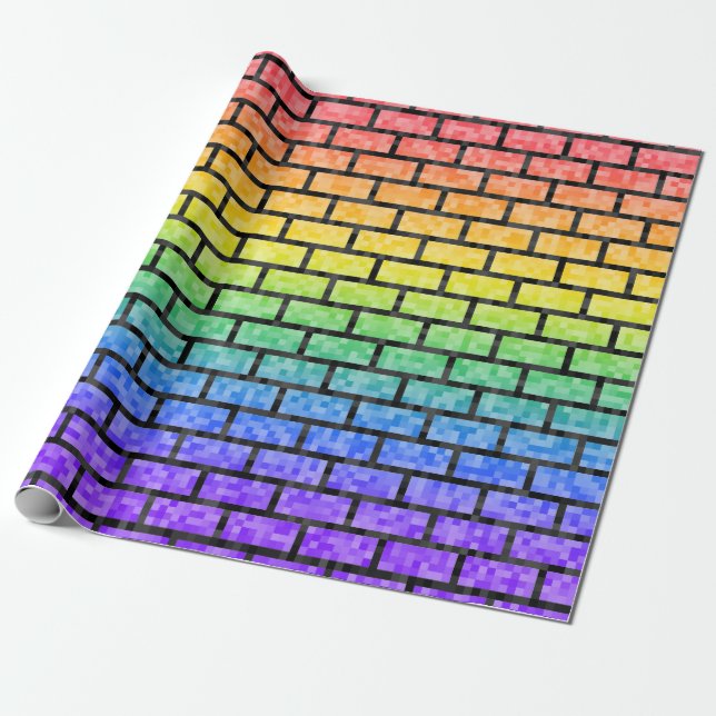Papier Cadeau Jeu vidéo 8 bits Pixelated Look Rainbow Spectrum (Déroulé)