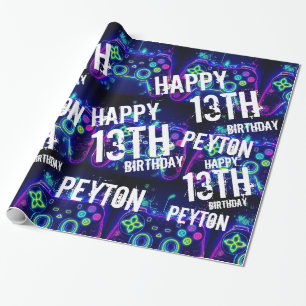 Papier Cadeau Jeu vidéo Jeux Arcade Niveau haut Anniversaire