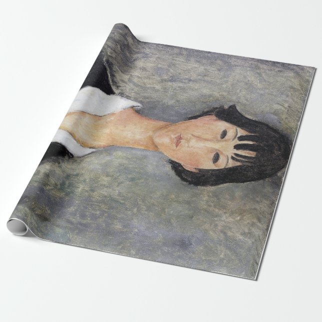 Papier Cadeau Jeune Fille aux Cheveux Noirs, Modigliani (Déroulé)
