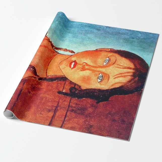 Papier Cadeau Jeune fille aux nattes, Modigliani (Déroulé)