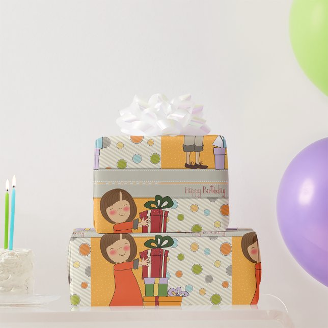 Papier Cadeau Jeune fille Joyeux anniversaire (Créateur téléchargé)