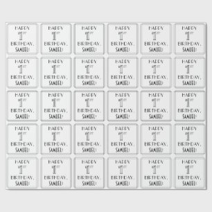 Papier Cadeau JEUX 1ER ANNIVERSAIRE ; Style Art Déco ; Nom perso