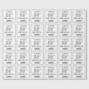 Papier Cadeau JEUX 58E ANNIVERSAIRE ; Style Art Déco ; Nom perso