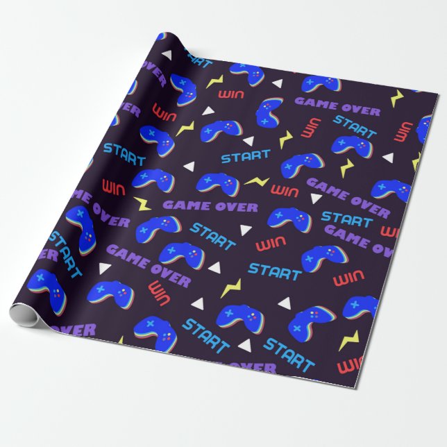 Papier Cadeau Jeux vidéo Pattern Game Lover (Déroulé)