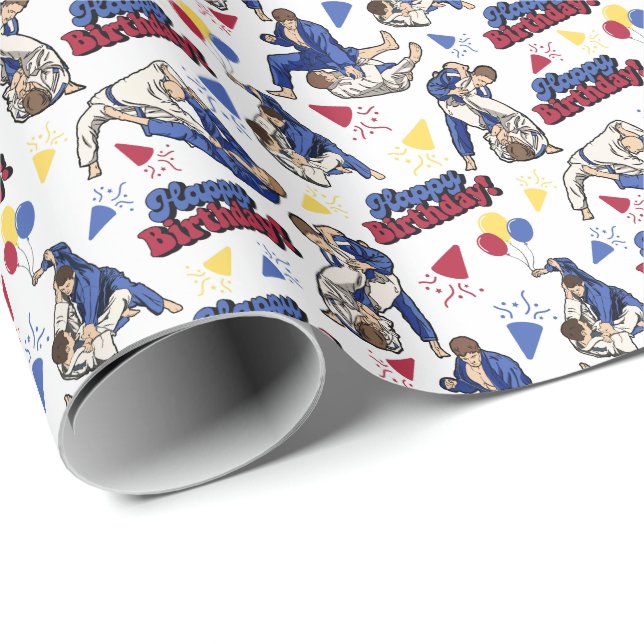 Papier Cadeau Jiu Jitsu Papier d'enveloppement d'anniversaire (Coin rond)