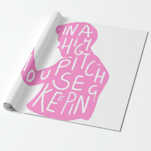 Papier Cadeau JJ's silhouette ménagère citation en rose pastel
