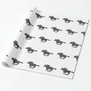 Papier Cadeau Jockey sur cheval Silhouette - Choisir la couleur