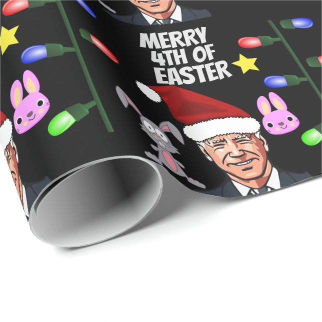 PAPIER CADEAU JOE BIDEN 4E DE L'EXPLOITATION DE NOËL DE PÂQUES (Coin rond)