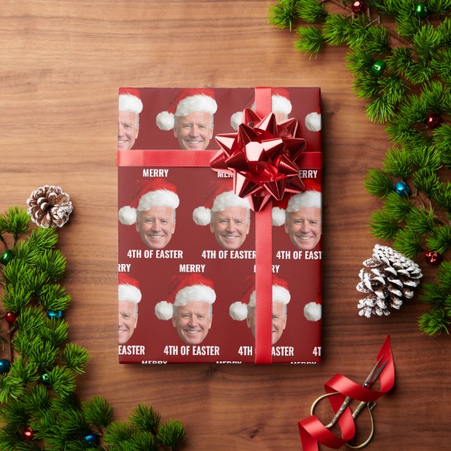 Papier Cadeau Joe Biden Face Père Noël Joyeux 4 de Noël de Pâque (Cadeau de vacances)
