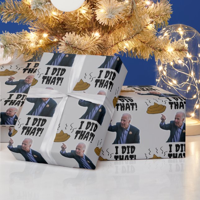 PAPIER CADEAU JOE BIDEN FUNNY POOP CHRISTMAS WRAPPER PAPIER (Vacances)