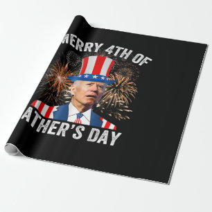 Papier Cadeau Joe Biden Joyeux 4ème De Fête des pères Drôle 4ème