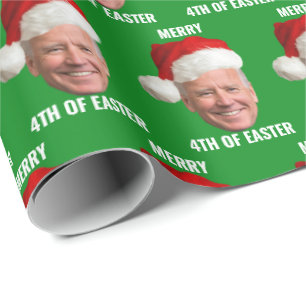 Papier Cadeau Joe Biden Joyeux 4ème De Pâques Vert Noël