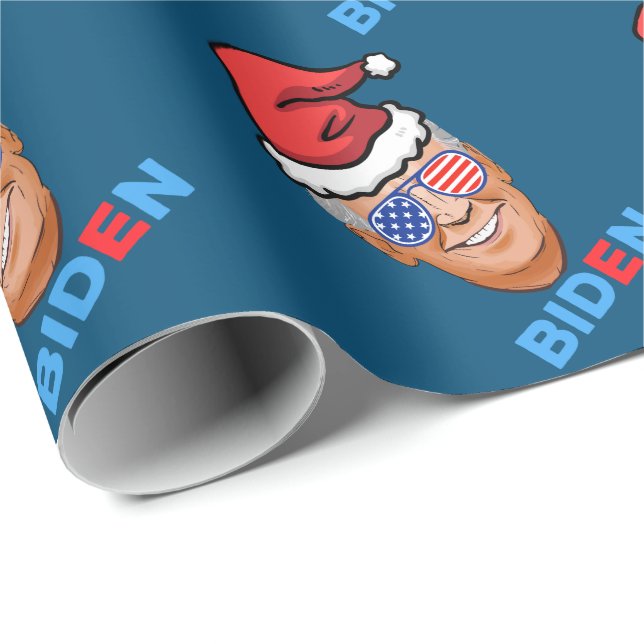 Papier Cadeau joe biden noël santa hat (Coin rond)