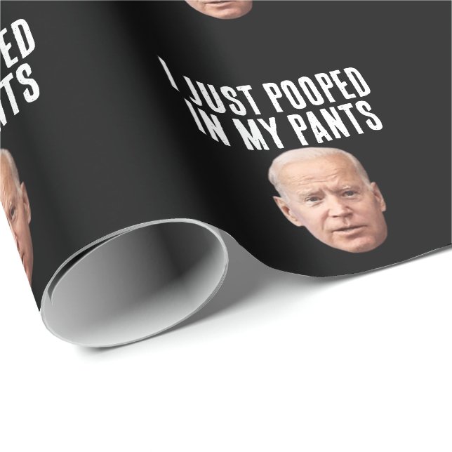 PAPIER CADEAU JOE BIDEN POOPED PANTS FUNNY (Coin rond)