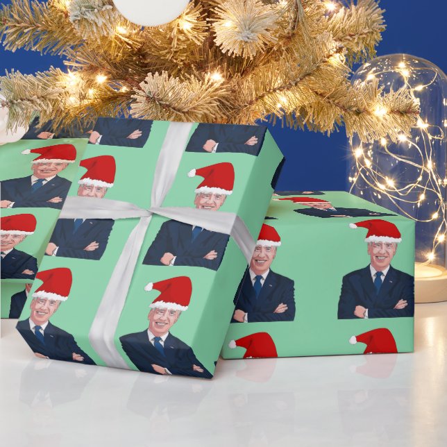 PAPIER CADEAU JOE BIDEN PORTANT SANTA HAT WRAPPING PAPIER (Vacances)