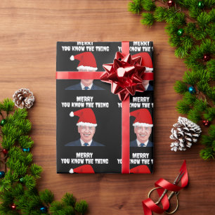PAPIER CADEAU JOE BIDEN PORTANT SANTA QUE LA CHOSE WRAPPING PAP