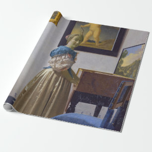 Papier Cadeau Johannes Vermeer - Lady debout dans une virginale