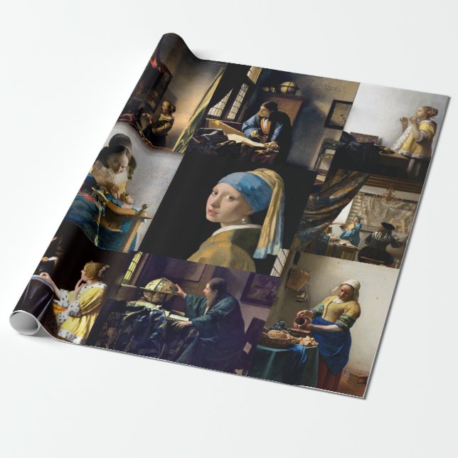 Papier Cadeau Johannes Vermeer - Patchwork de chefs-d'oeuvre (Déroulé)