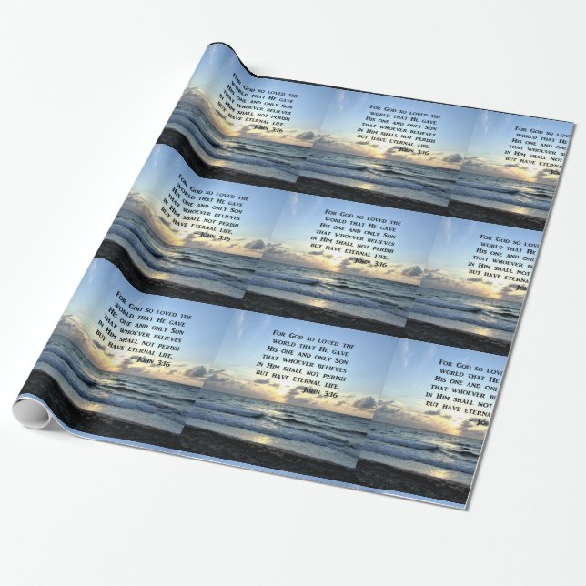 PAPIER CADEAU JOHN 3:16 PHOTO DE LA SCRIPTURE DES SKIES BLEUS (Déroulé)