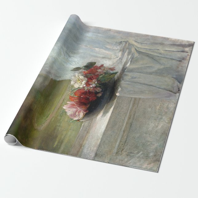 Papier Cadeau John La Farge Flowers sur une haie de fenêtre (Déroulé)