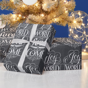 Papier Cadeau Joie au monde Chalk Noël Calligraphie Religieuse